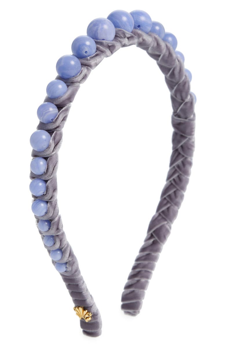 Lele Sadoughi Graduated Bead Velvet Headband, Main, color,
