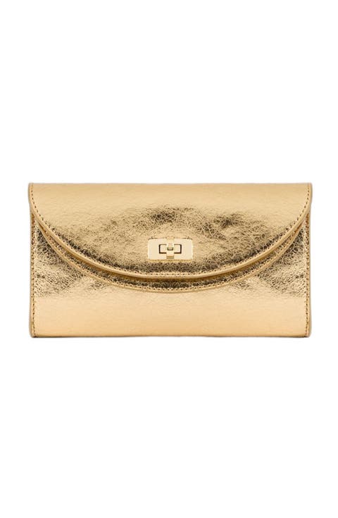 Mambo metallic leather clutch