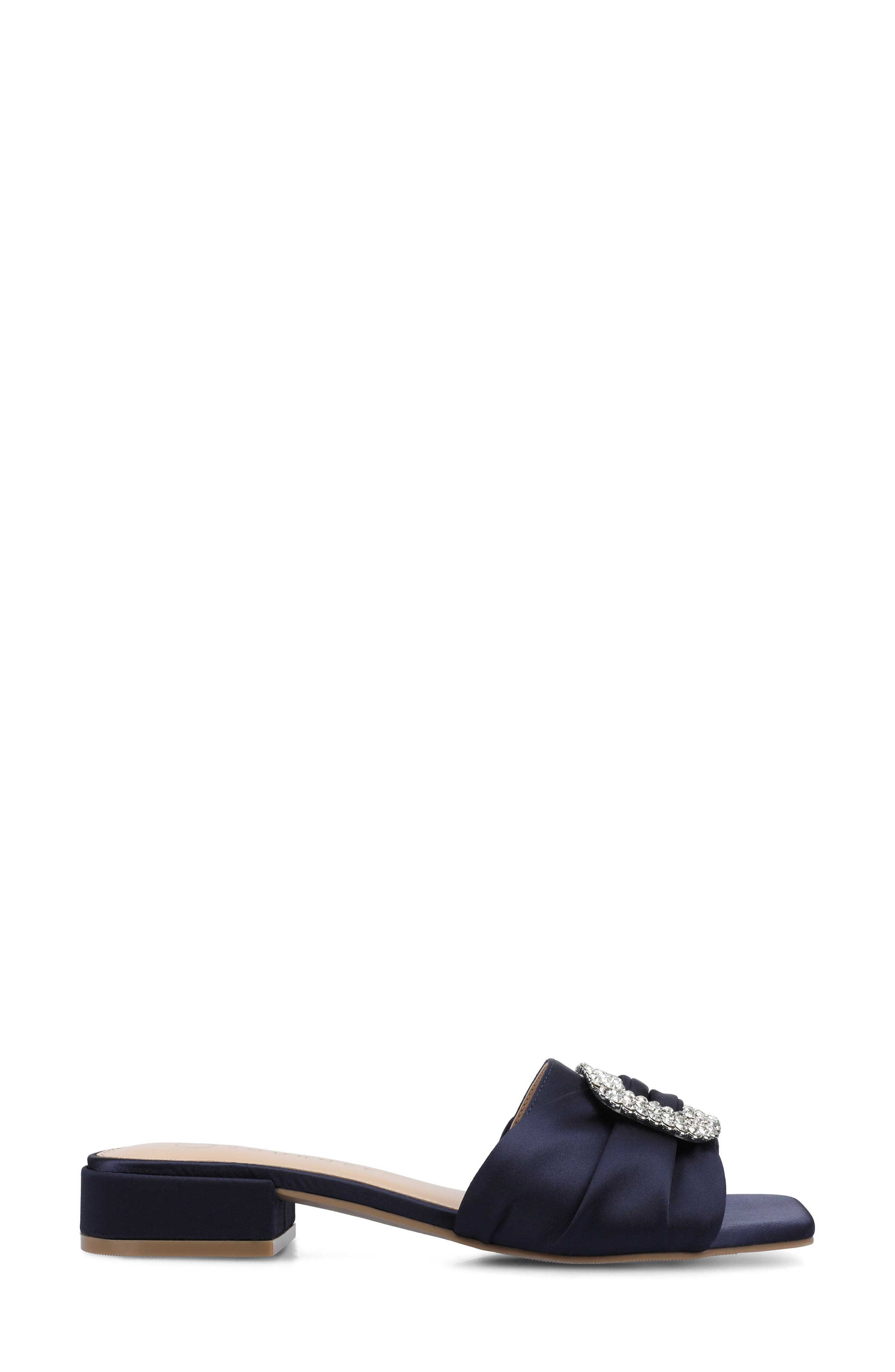 Flavia Rhinestone Buckle Slide Sandal, Alternate, color, NAVY