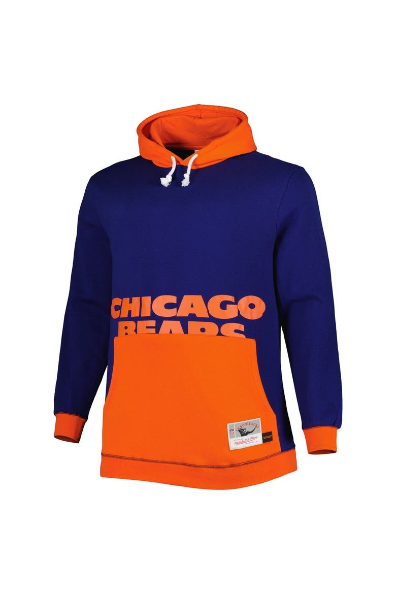 Men's Mitchell & Ness Navy/Orange Chicago Bears Big & Tall Big Face Pullover Hoodie, Alternate, color, Navy