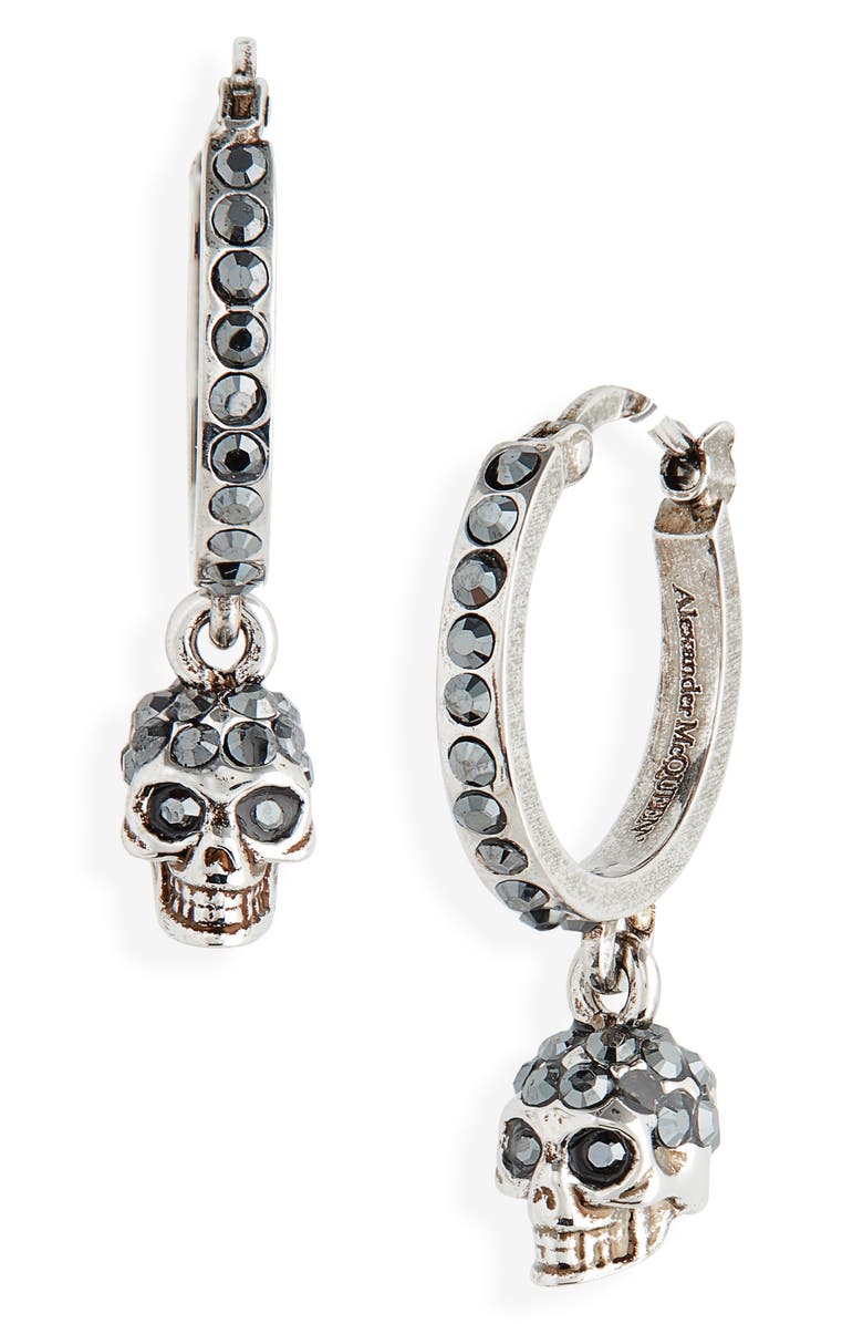 McQueen Alexander McQueen Skull Mini Hoop Earrings, Main, color, 