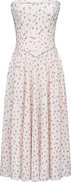 HOUSE OF CB Gina Floral Strapless Corset Stretch Cotton Maxi Dress