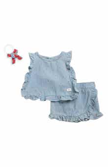 7 For All Mankind Stripe Cotton Tank, Skirt & Bow Set