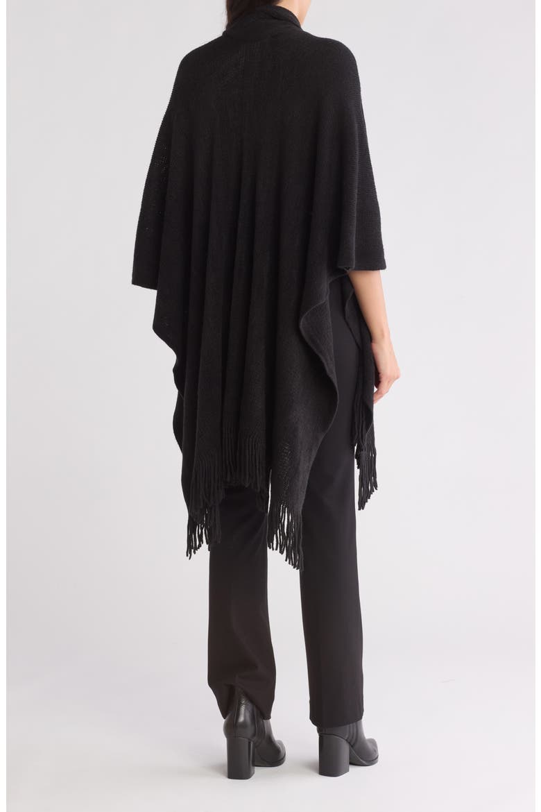 Scarf Trimmed Ruana, Alternate, color, BLACK