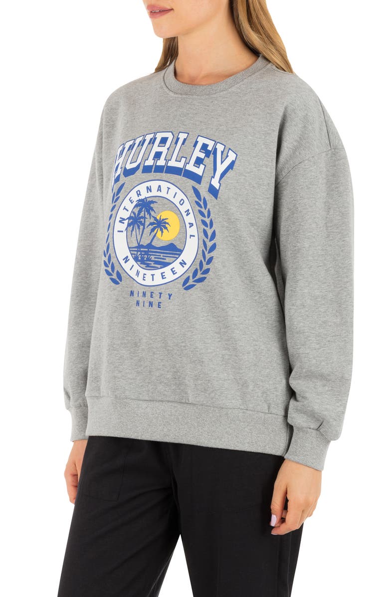Hurley Academy Oversize Logo Sweatshirt, Alternate, color, Grey Heather
