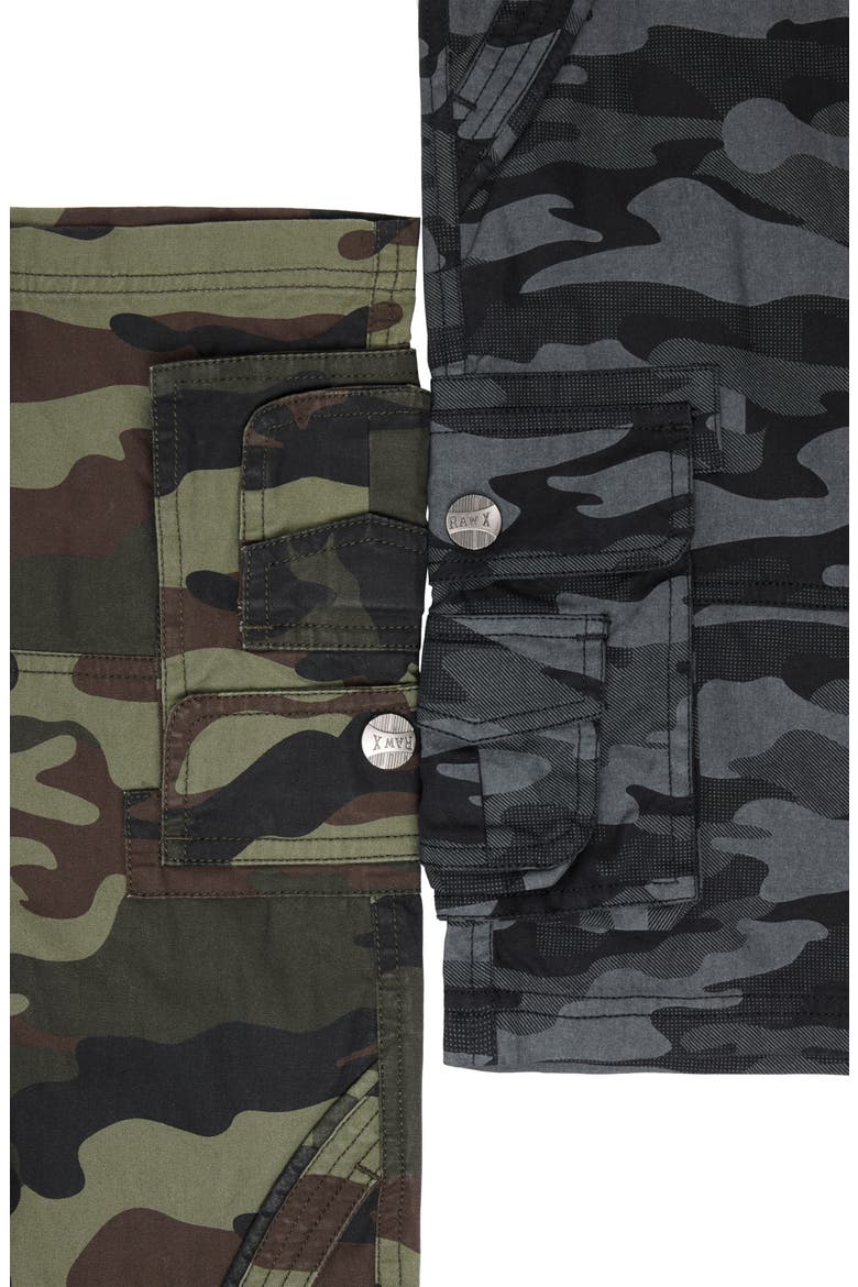 Kids' 2-Pack Belted Twill Cargo Shorts, Alternate, color, BLACK CAMO/ OLIVE CAMO
