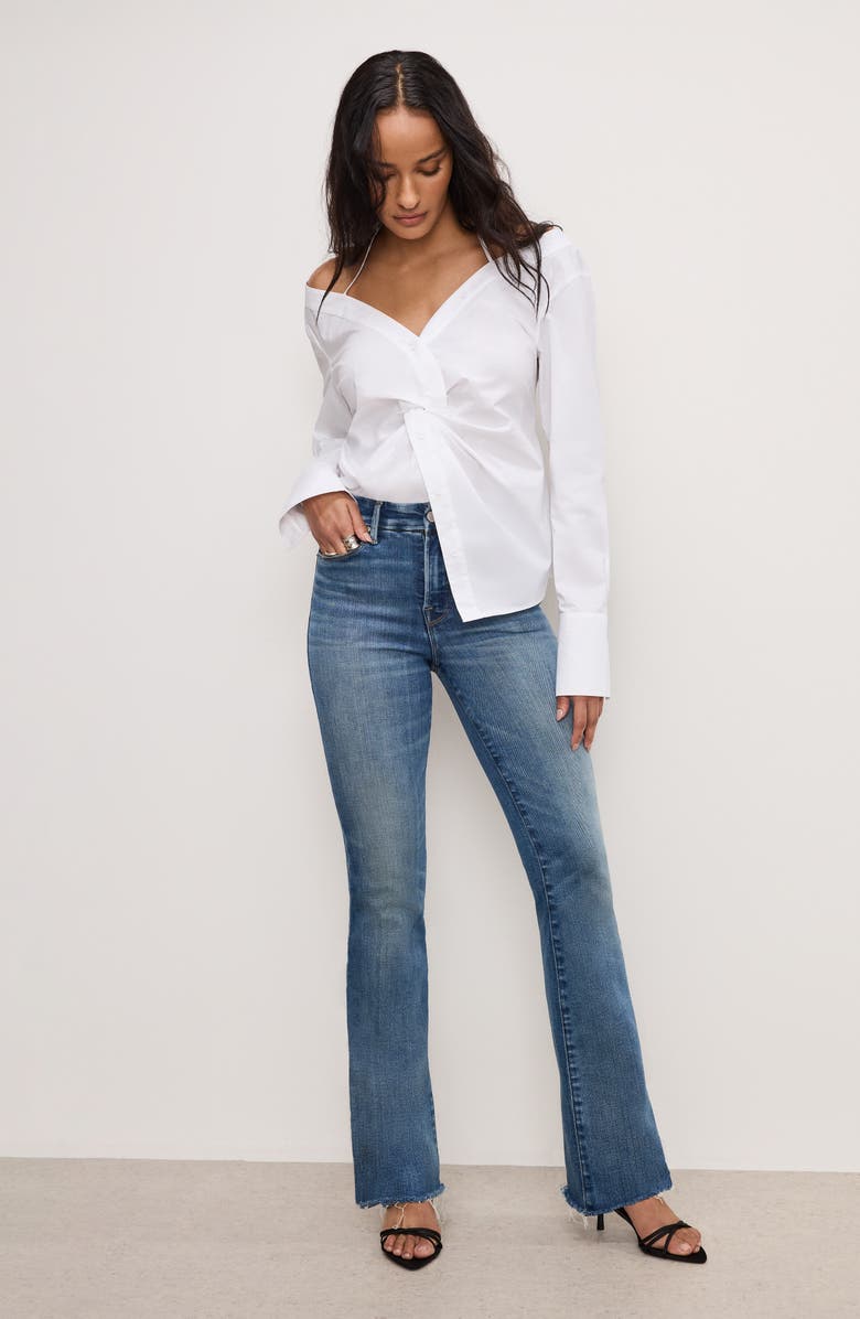 Good American Poplin Off the Shoulder Top, Alternate, color, White001