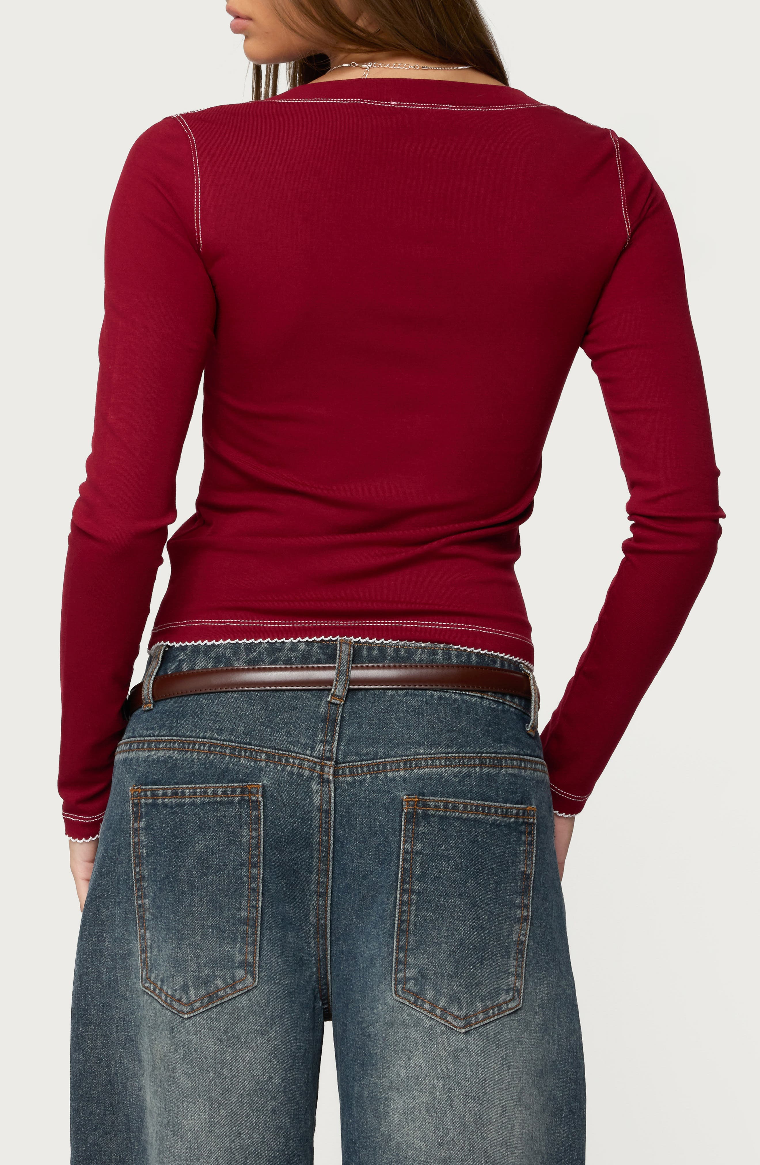 Yael Contrast Stitch Henley - image 2