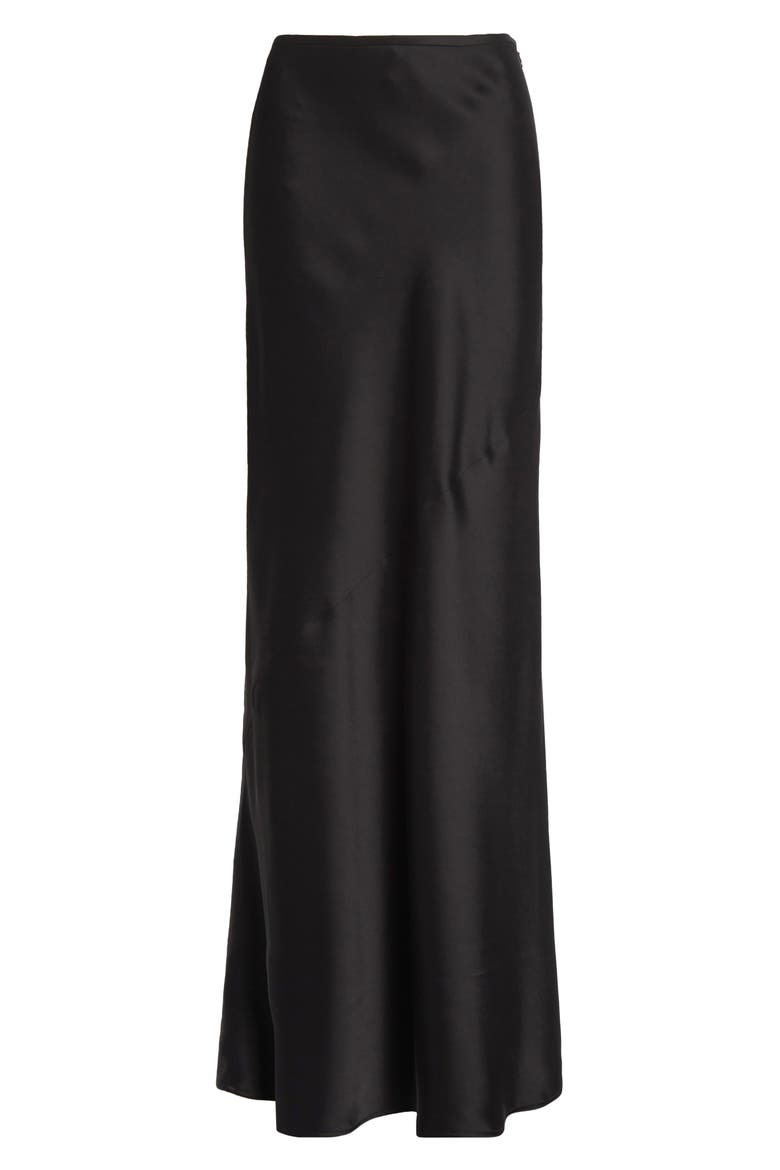 Beverly Liquid Satin Skirt, Alternate, color, BLACK