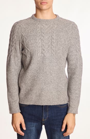 Paisley & Gray Cable Wool-blend Crewneck In Gray