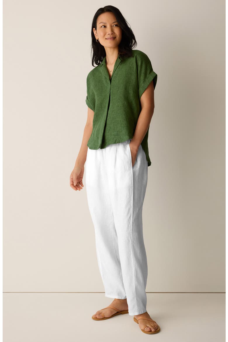 Notch Collar Organic Linen Top, Alternate, color, FIELD