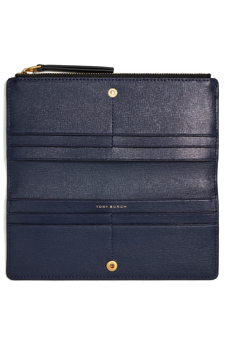Tory Burch Robinson Leather Slim Zip Wallet, Alternate, color,