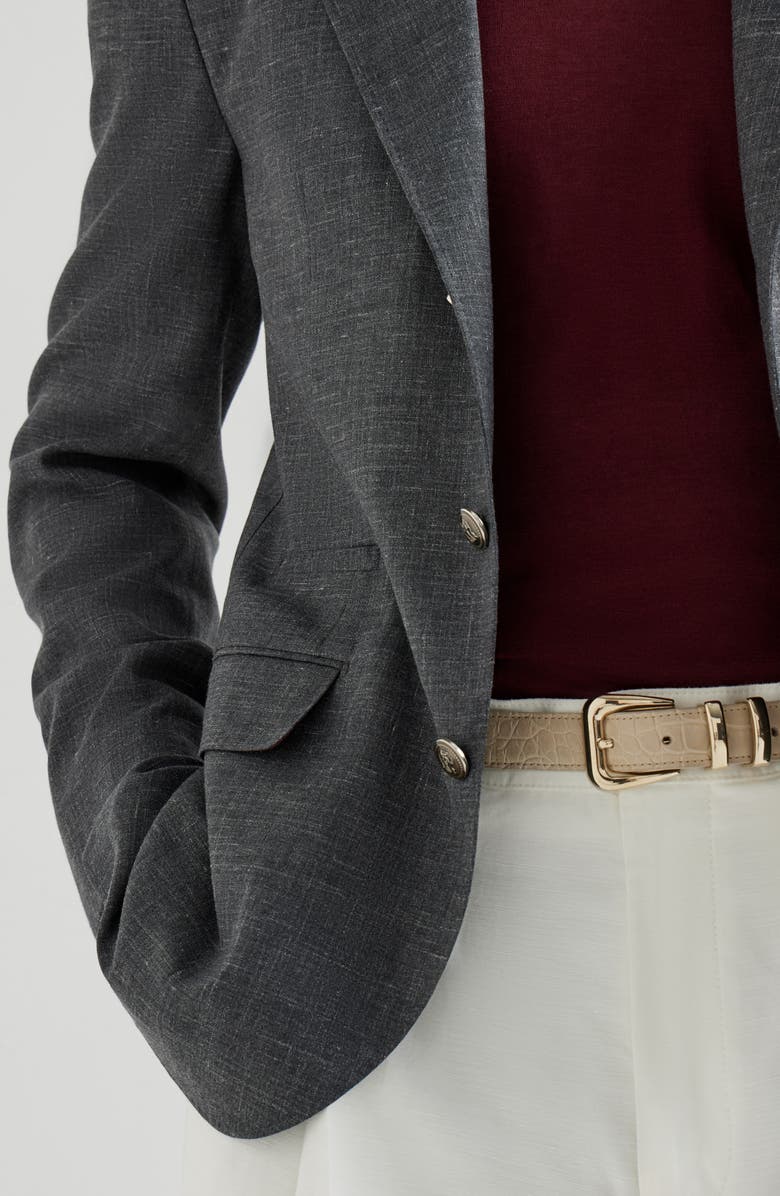 Brunello Cucinelli Blazer with metal buttons, Alternate, color, Dark Grey