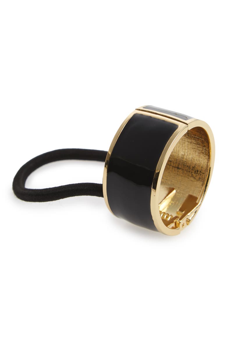 'Atelier' Enamel Cuff Ponytail Holder, Main, color, BLACK/ GOLD