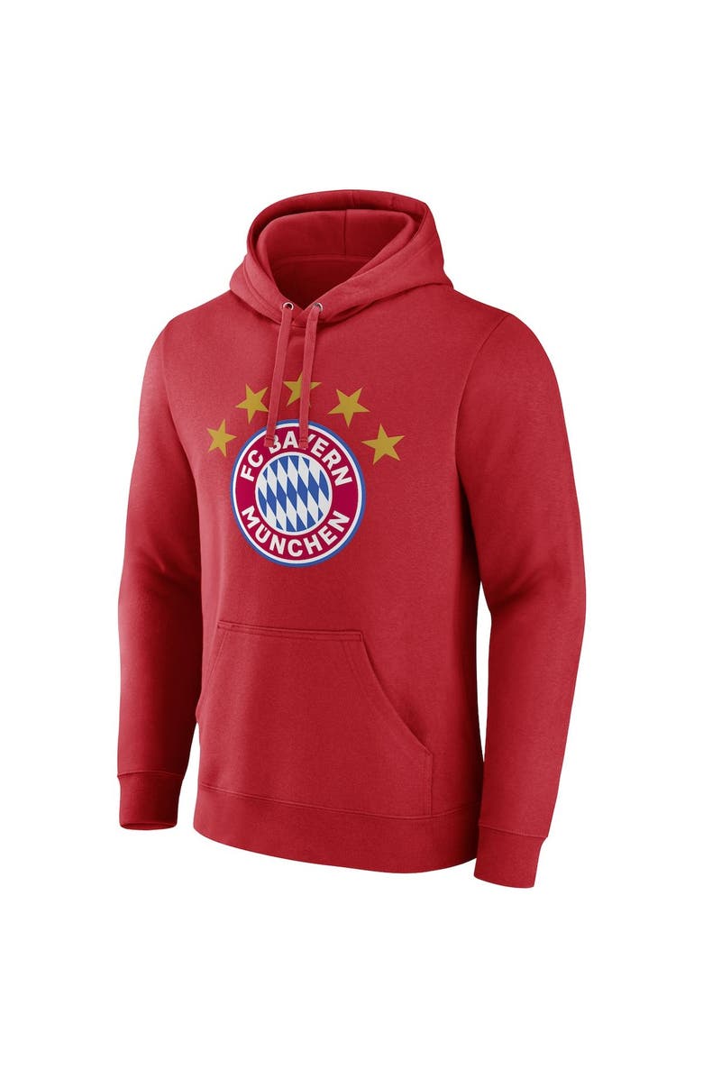 FANATICS Men's Fanatics Branded Red Bayern Munich Five-Star Crest Fitted Pullover Hoodie, Alternate, color, 