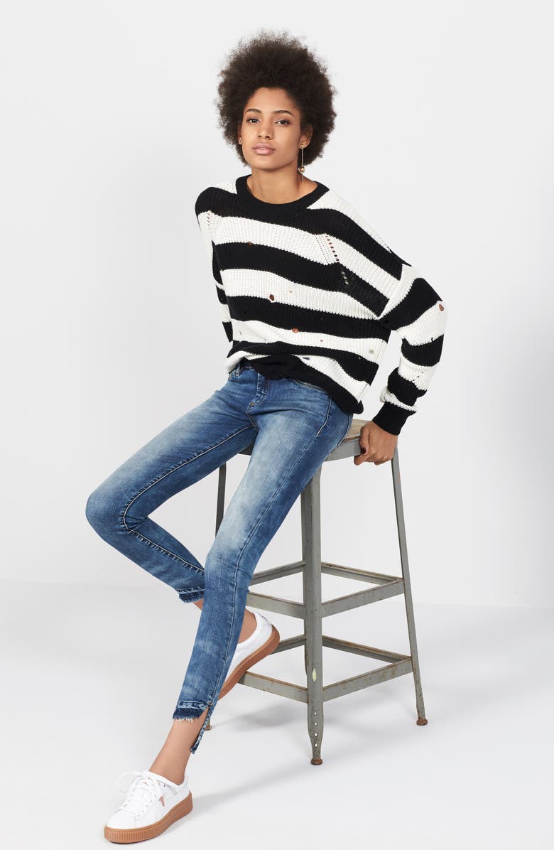 BP. Decontructed Stripe Cotton Pullover, Alternate, color,