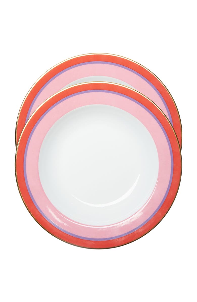 La DoubleJ Soup Plates Set Of 2 Rainbow Rosa, Main, color, Rainbow Rosa