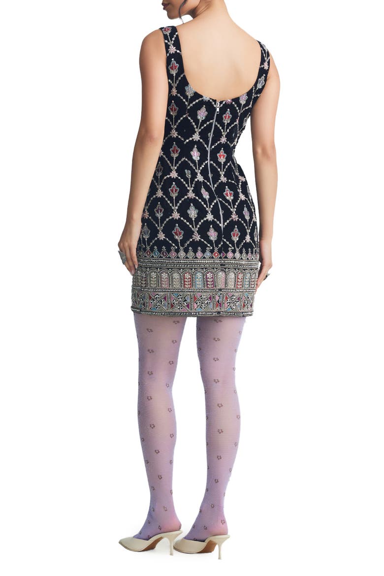 Sarina Sleeveless Embroidered Minidress, Alternate, color, BLACK