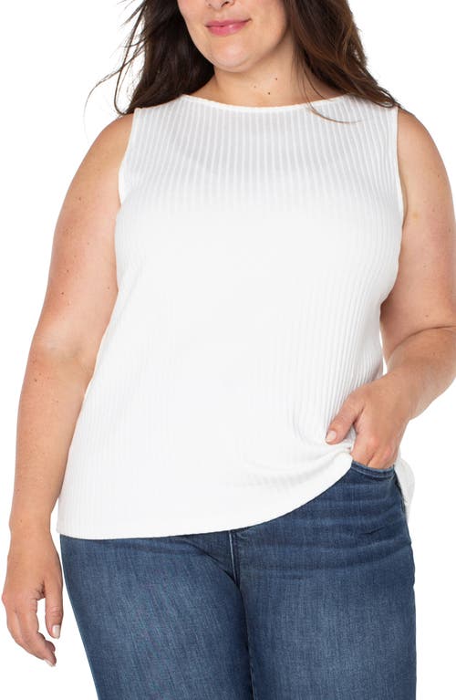 Liverpool Los Angeles Boat Neck Sleeveless Rib Top In Snow