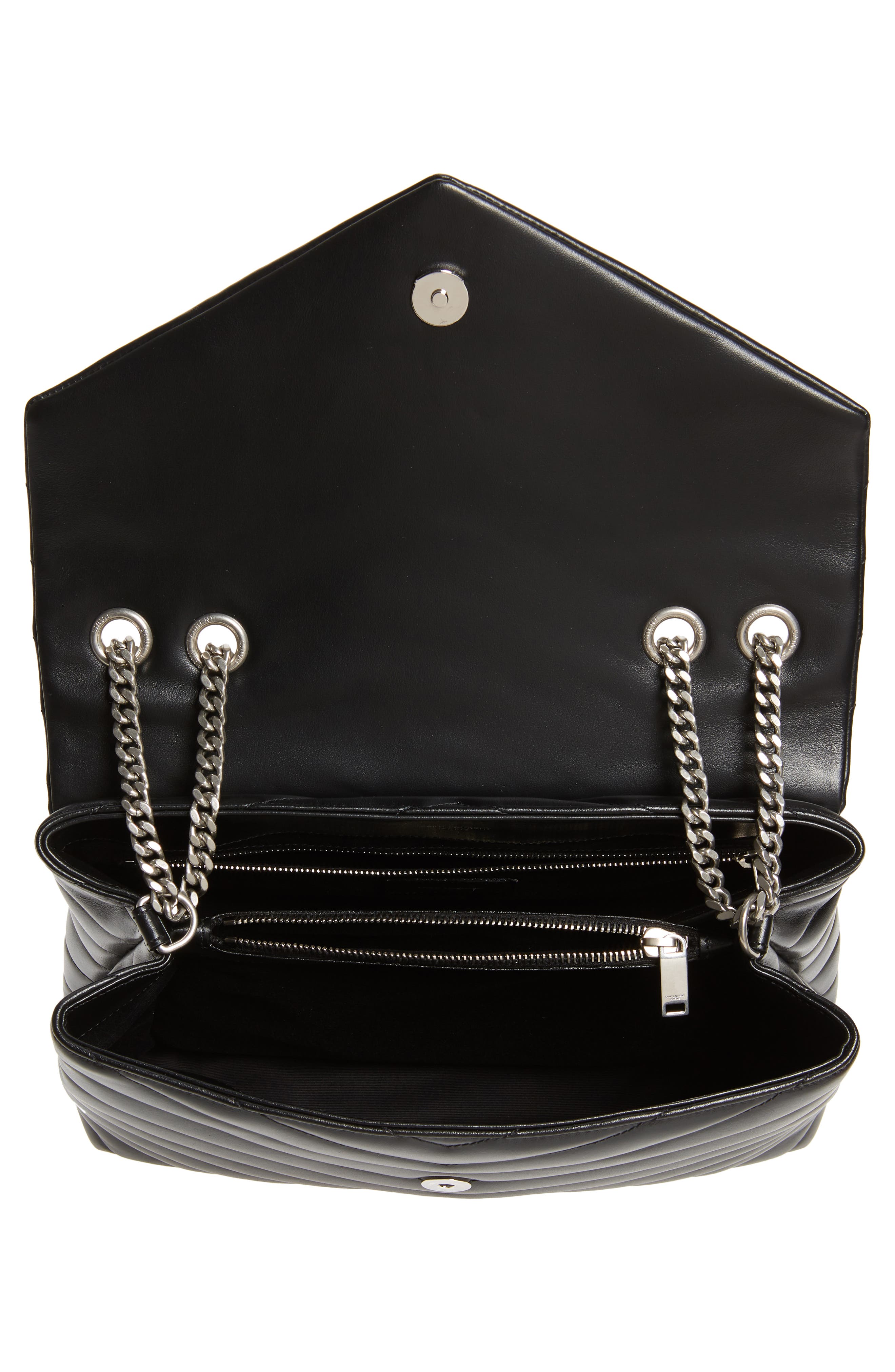 Saint Laurent Medium Loulou Matelassé Leather Shoulder Bag, Alternate, color, Nero/Nero