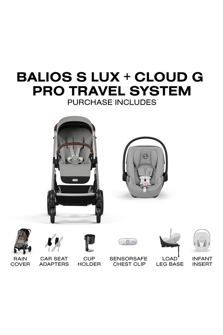 Balios S Lux Stroller & Cloud G Pro Infant Car Seat Travel System, Alternate, color, STONE GREY