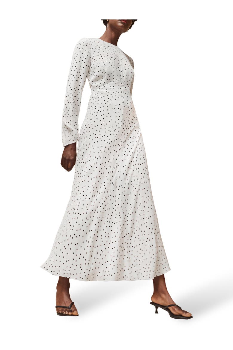 Polka Dot Tie Back Dress, Alternate, color, White