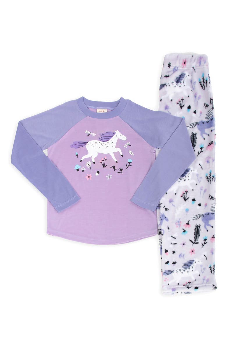 Munki Munki Kids' Fall Frolic Two-Piece Pajamas, Main, color, Purple