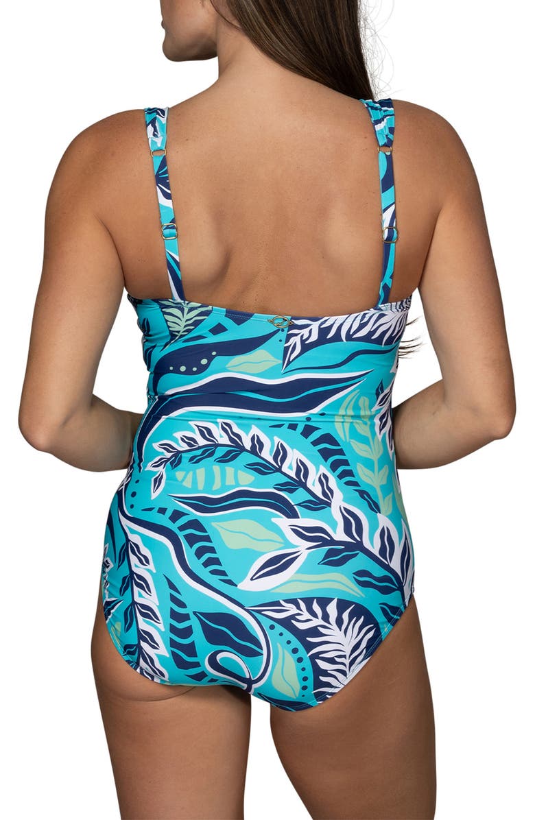 JANTZEN Surplice One-Piece Swimsuit, Alternate, color, Calypso Blue