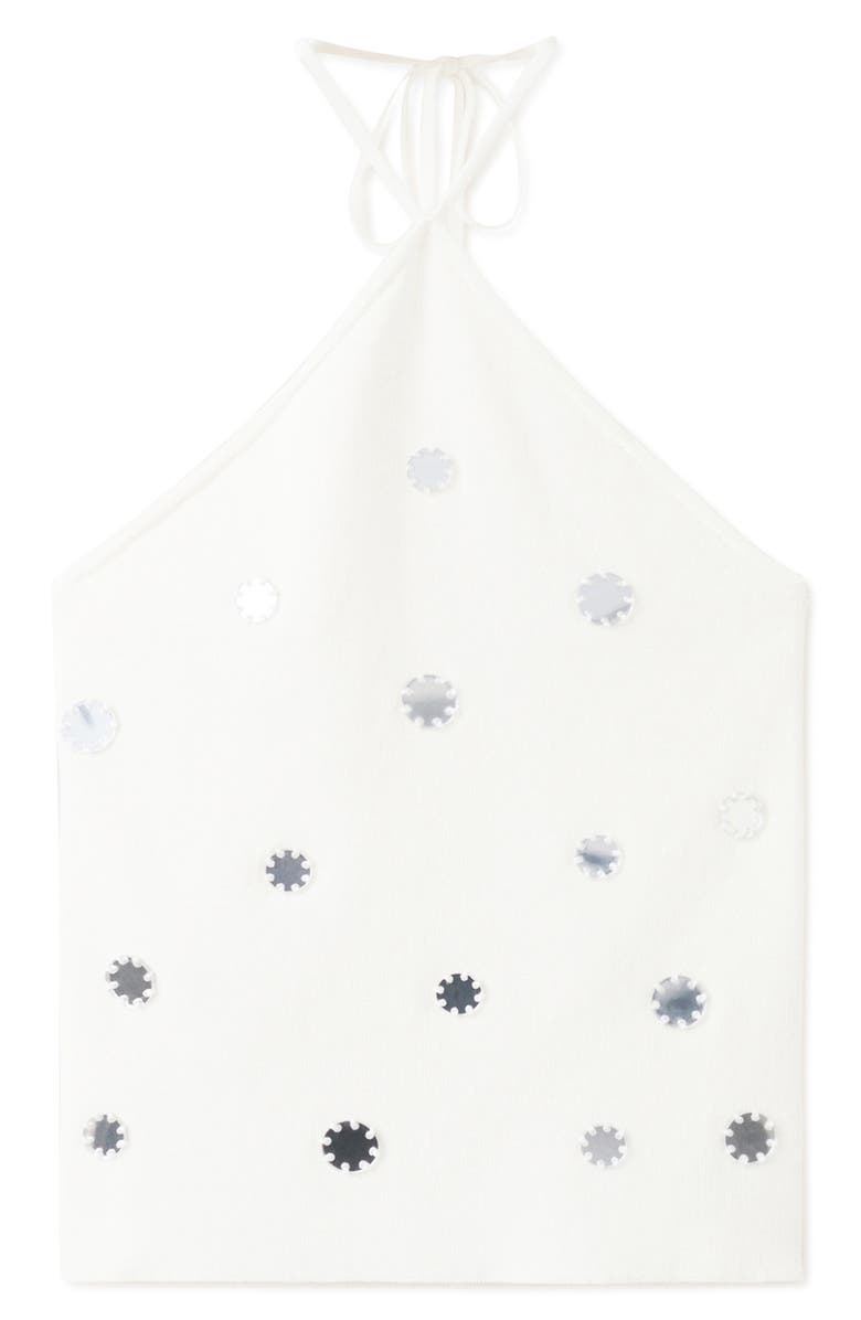MANGO Metallic Appliqué Halter Top, Alternate, color, White
