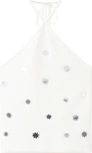 MANGO Metallic Appliqué Halter Top