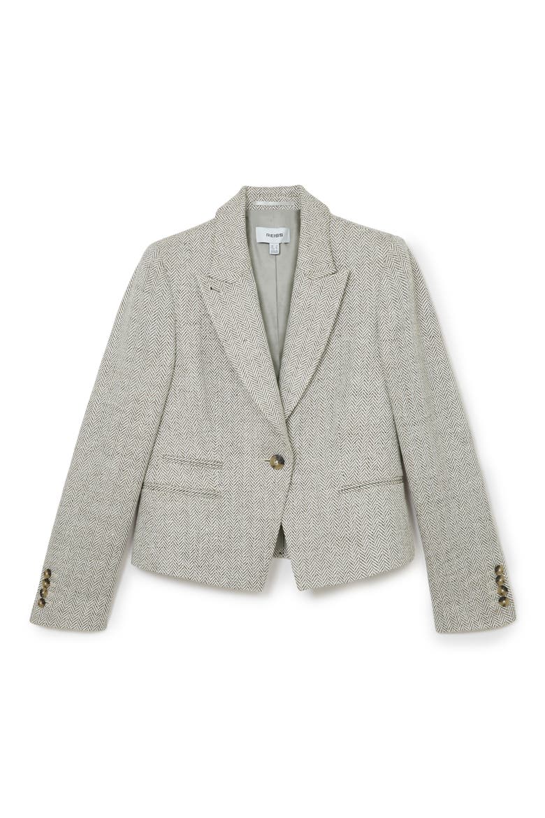 Ezra Herringbone Cropped Blazer, Alternate, color, NEUTRAL
