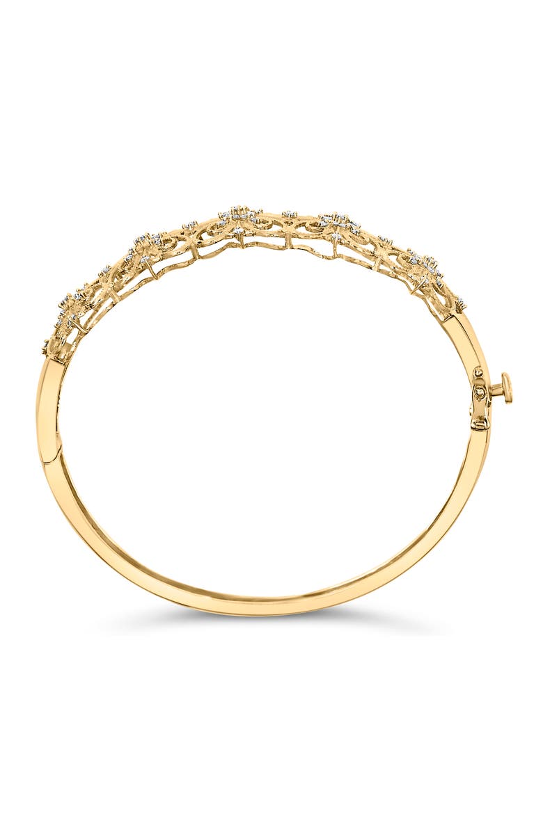 14K Gold 1.00 Cttw Diamond Vintage Inspired Floral Bangle Bracelet, Alternate, color, Yellow