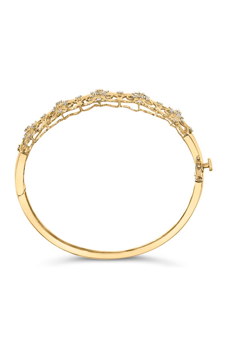 Haus of Brilliance 14K Gold 1.00 Cttw Diamond Vintage Inspired Floral Bangle Bracelet, Alternate, color, 