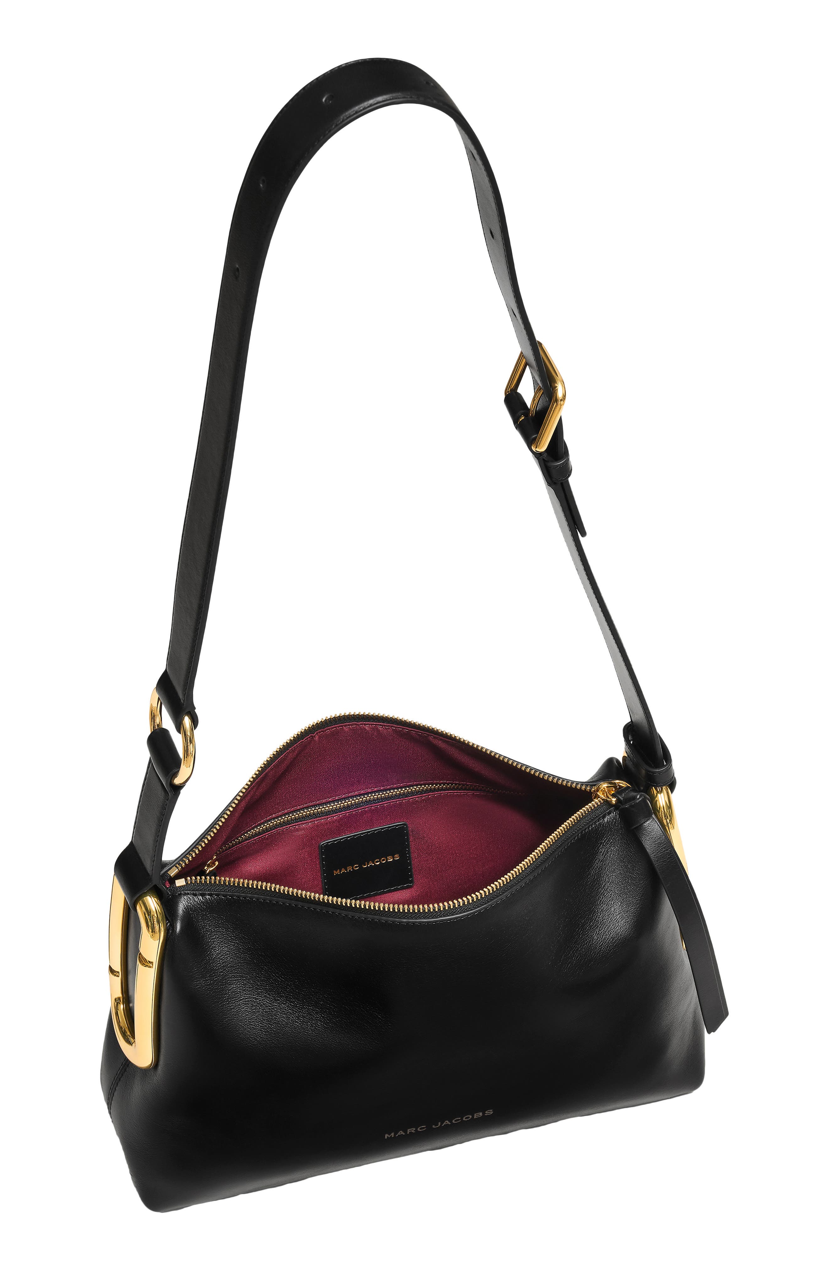 Marc Jacobs Medium Scene Leather Shoulder Bag, Alternate, color, Black