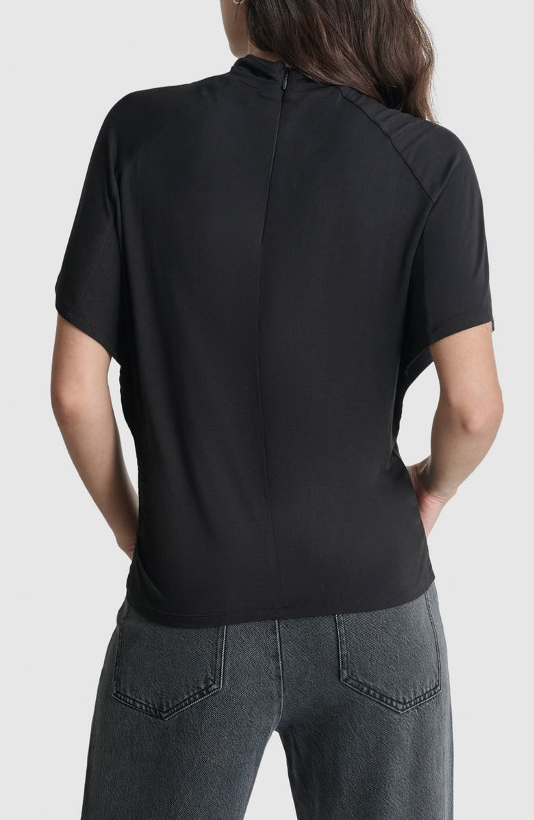 DKNY Mock Neck Ruched Jersey Top, Alternate, color,