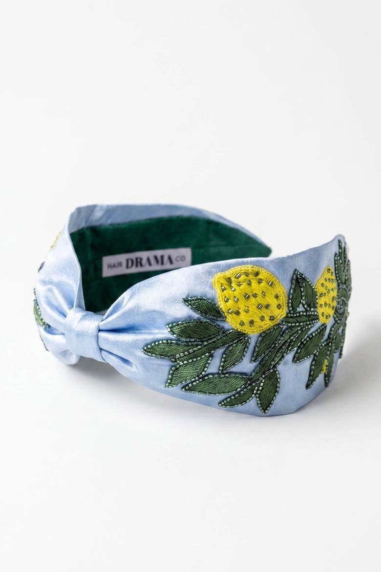 Lemon Spritz Knotted Headband, Alternate, color, Blue