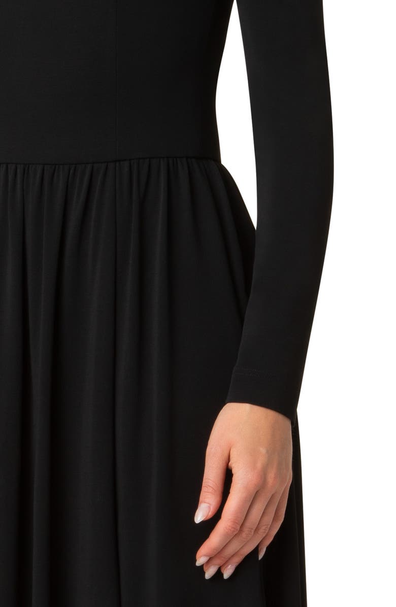 Akris punto Scoop Neck Long Sleeve Crepe Jersey Dress, Alternate, color, Black