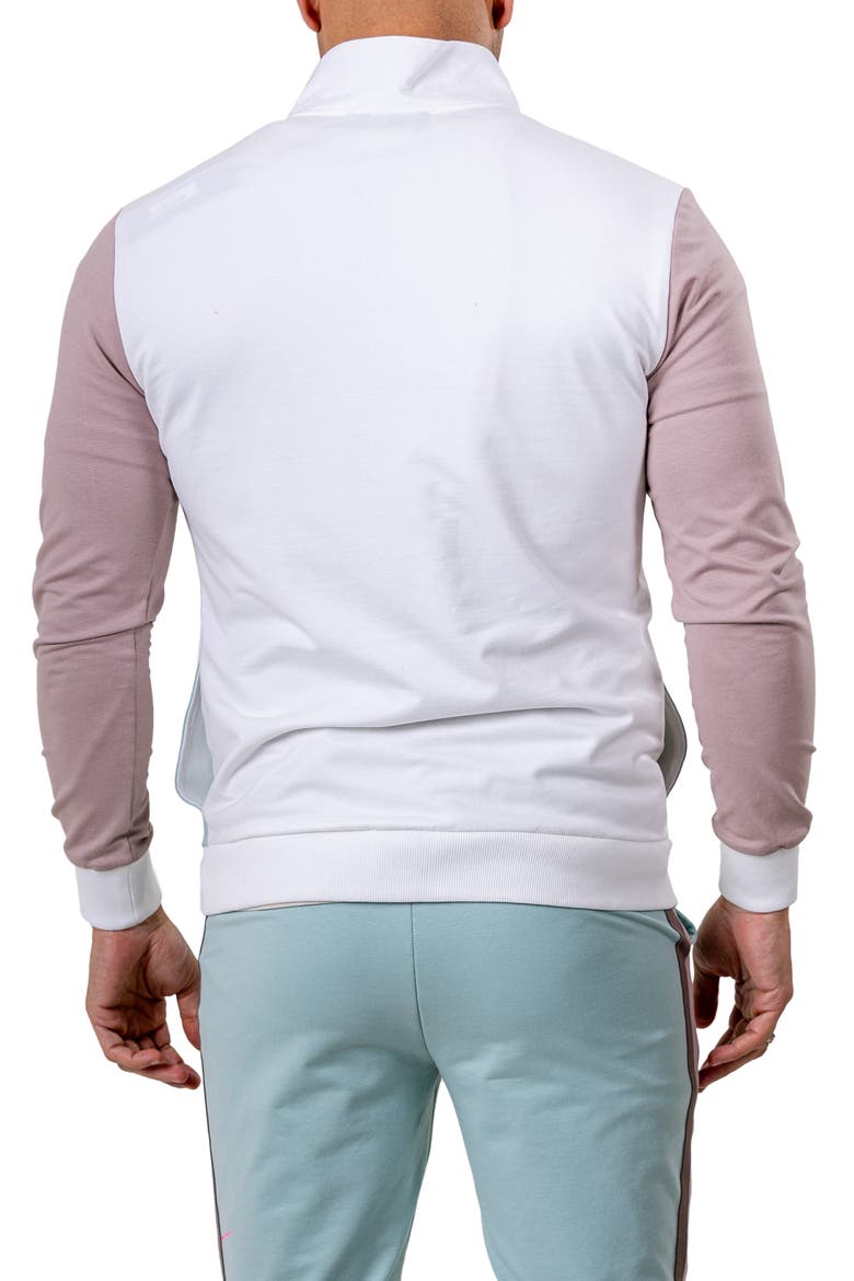 Zipper Refined90 Grey Colorblock Knit Track Jacket, Alternate, color, WHITE