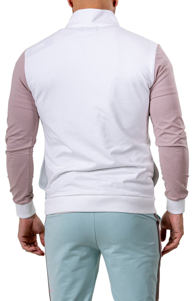 Maceoo Zipper Refined90 Grey Colorblock Knit Track Jacket, Alternate, color, White