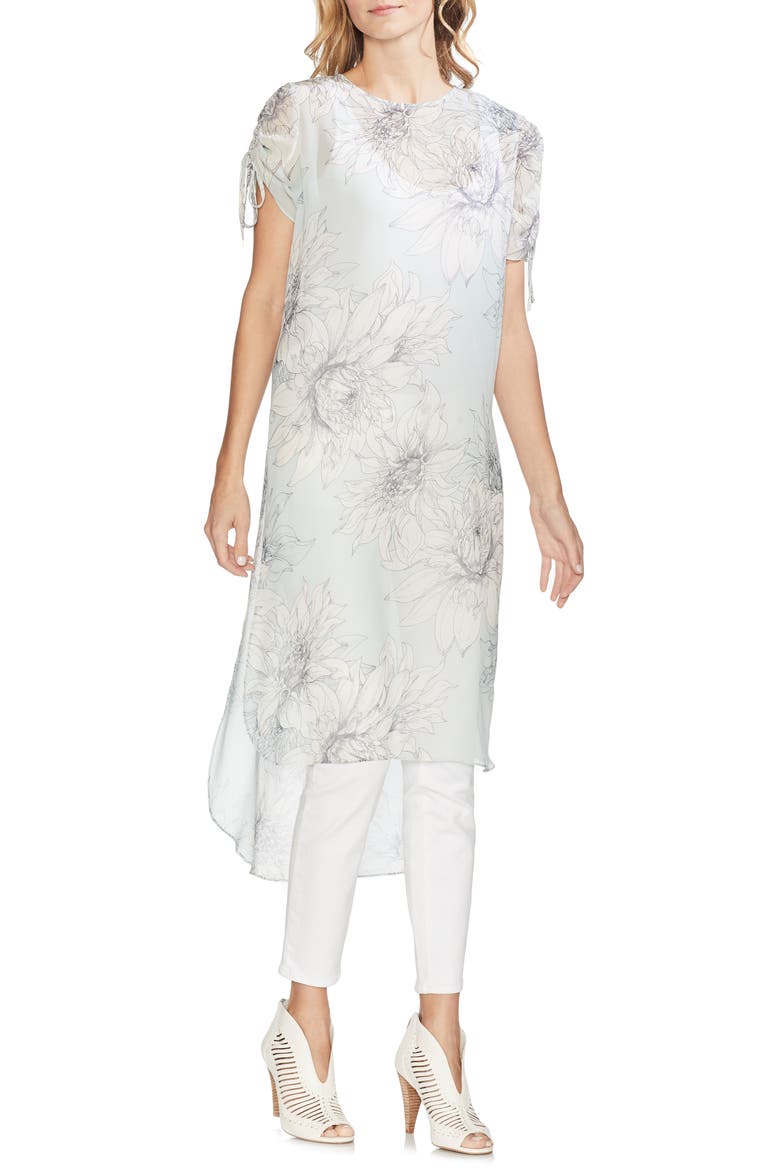 Pagoda Blossoms Shirttail Tunic, Main, color, MORNING DEW
