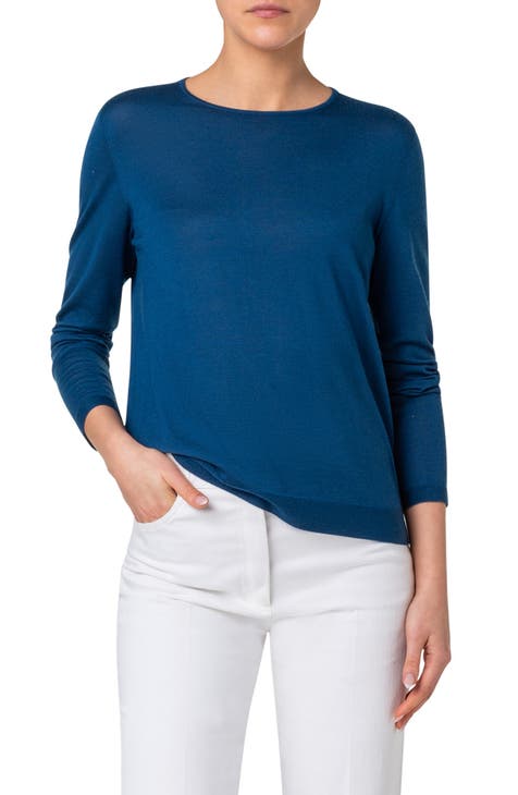 Blue Cotton and Cashmere Sweater
