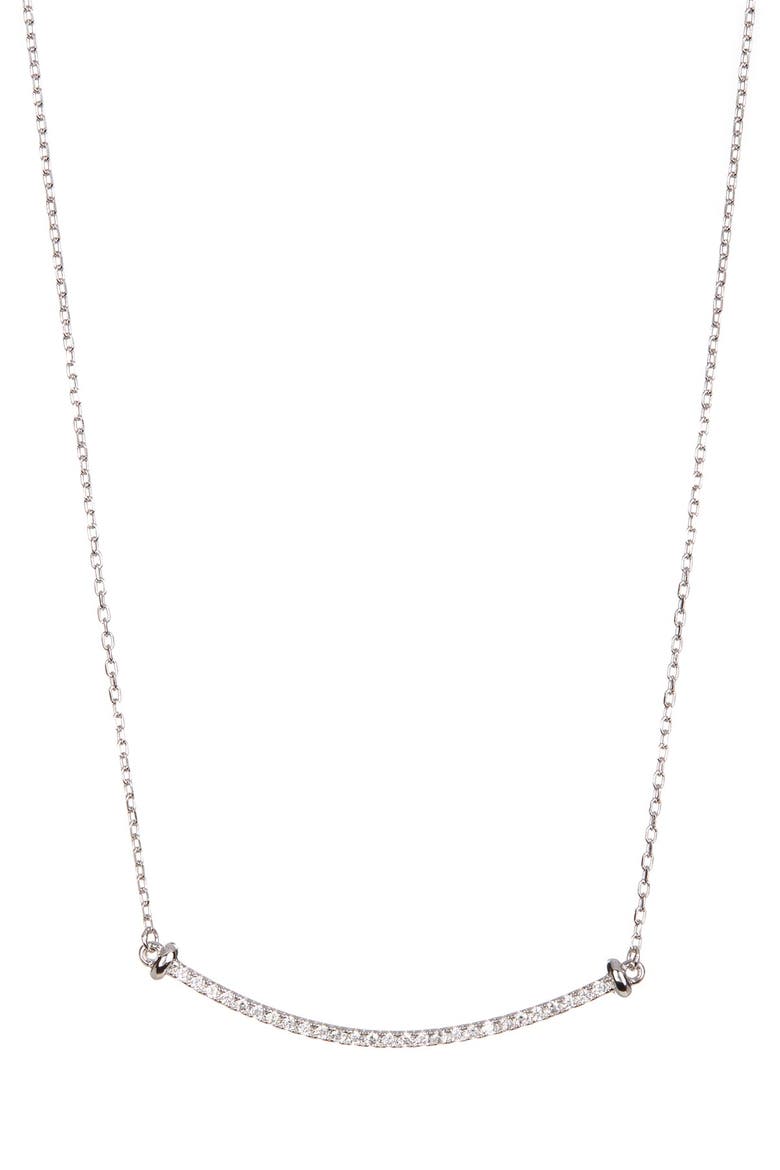 Mercer White Rhodium Plated Swarovski Crystal Accented Pendant Necklace, Main, color, SILVER