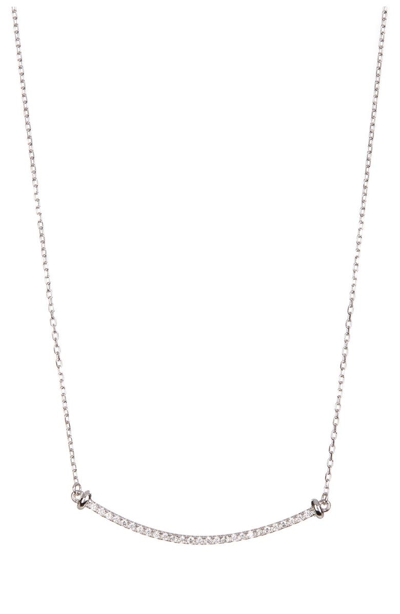 Adornia Mercer White Rhodium Plated Swarovski Crystal Accented Pendant Necklace, Main, color,