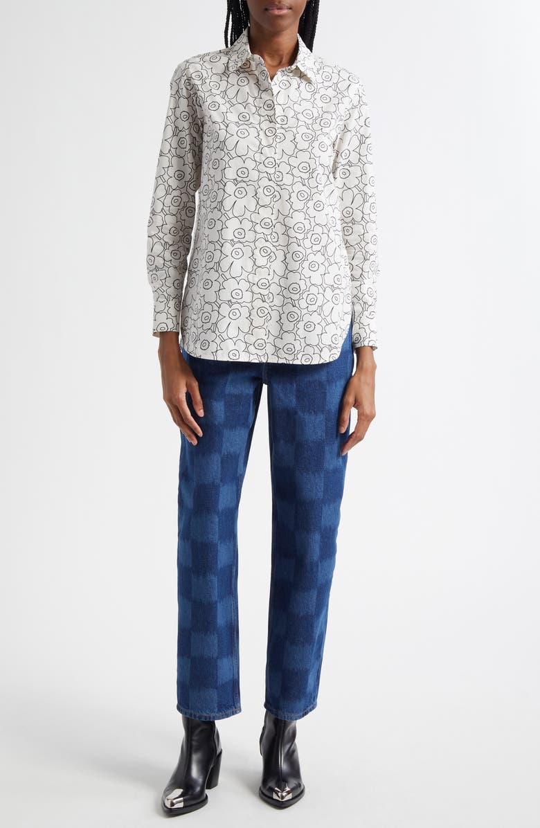 Marimekko Maridenim Vaihe Jäkälä Barrel Leg Jeans, Alternate, color, Mid Indigo