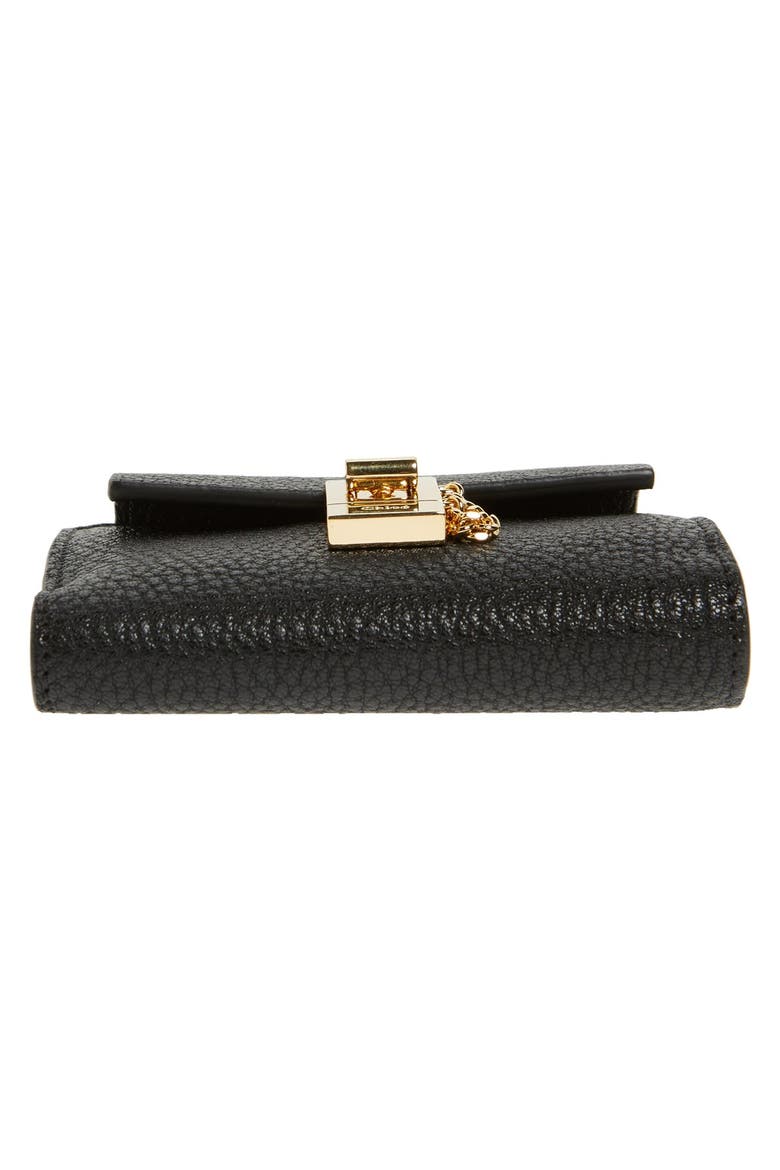 'Drew' Calfskin Leather Square Wallet, Alternate, color, BLACK