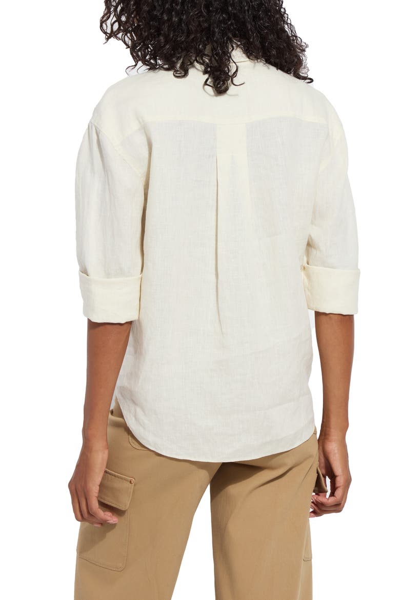 Rose Roll Tab Linen Utility Shirt, Alternate, color, ECRU