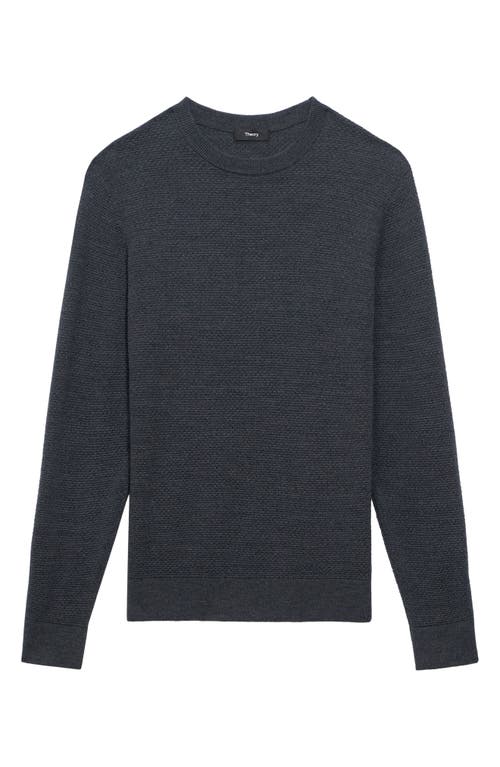 Theory Maden Textured Crewneck Sweater In Charcoal Melange