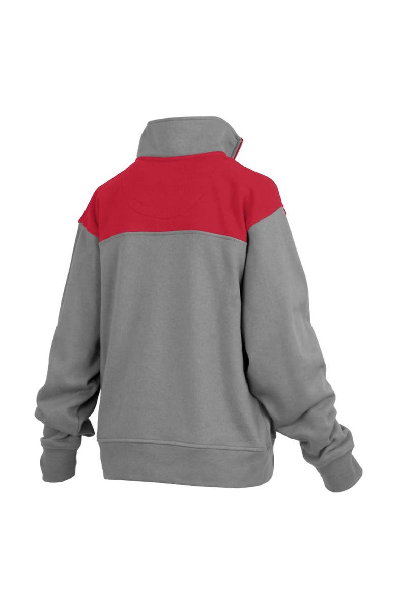 PRESSBOX Women's Pressbox Gray Nebraska Huskers Avon Fleece Quarter-Zip Jacket, Alternate, color,