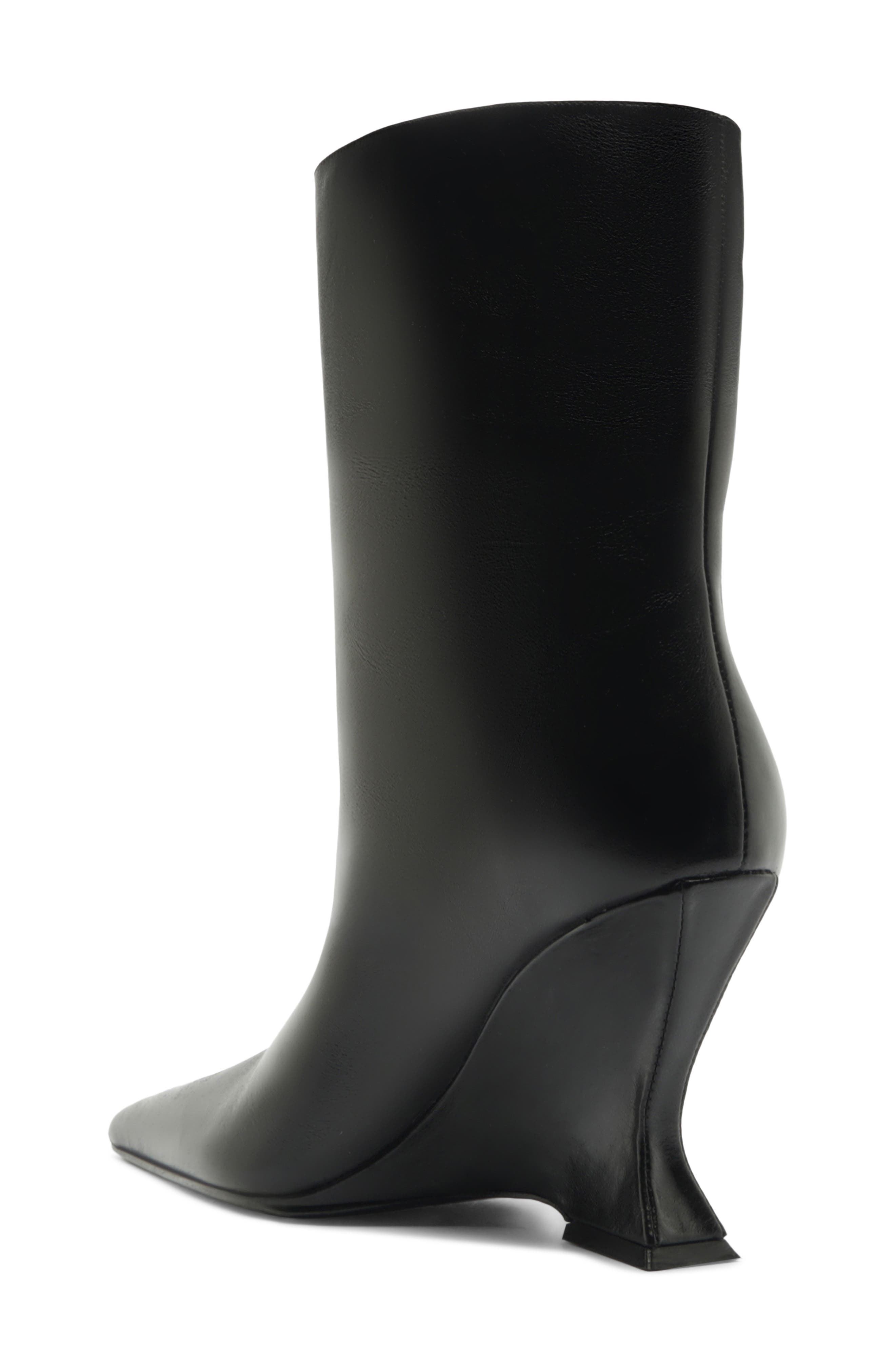 Siena Pointed Toe Wedge Bootie, Alternate, color, BLACK