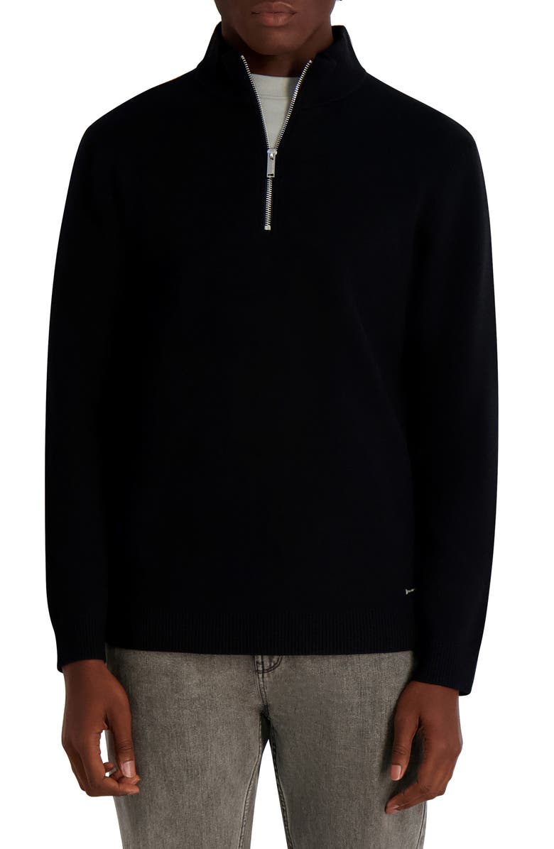 KARL LAGERFELD PARIS Quarter Zip Pullover, Main, color, Black